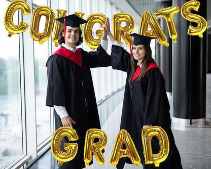 16 Inch Gold Congrats Grad Banner Balloons, Graduation Decorations 2026 - Image 3