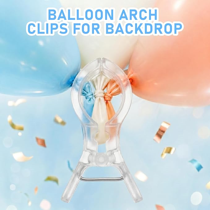 10 Pack Balloon Arch Clips, 3.5 Inch Clear Spring Clamps - Image 7