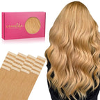 WENNALIFE Tape in Hair Extensions Human Hair, 20pcs 40g 12 inch Strawberry Blonde Remy Hair Extensions Straight Human Hair Tape in Extensions Skin Weft Tape Extensions Human Hair