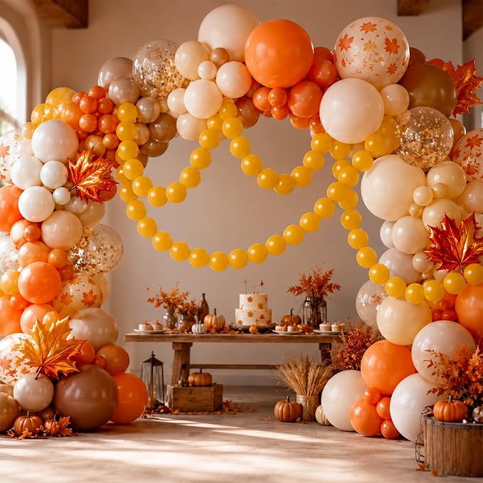 Mustard Yellow Linking Balloons, Fall Thanksgiving Harvest Sunflower Birthday - Image 9