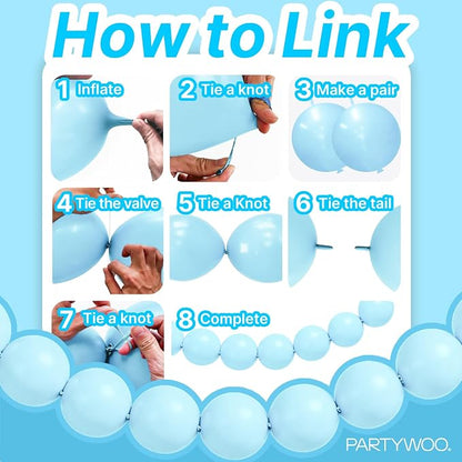 PartyWoo Baby Blue Linking Balloons 100pcs 6 Inch Blue Link Balloons | - Image 5