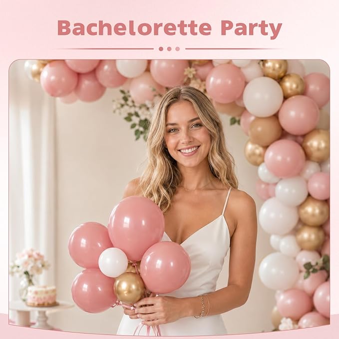 Dusty Pink Balloons, 12 Inch Boho Pink Latex Party Balloons - Image 5
