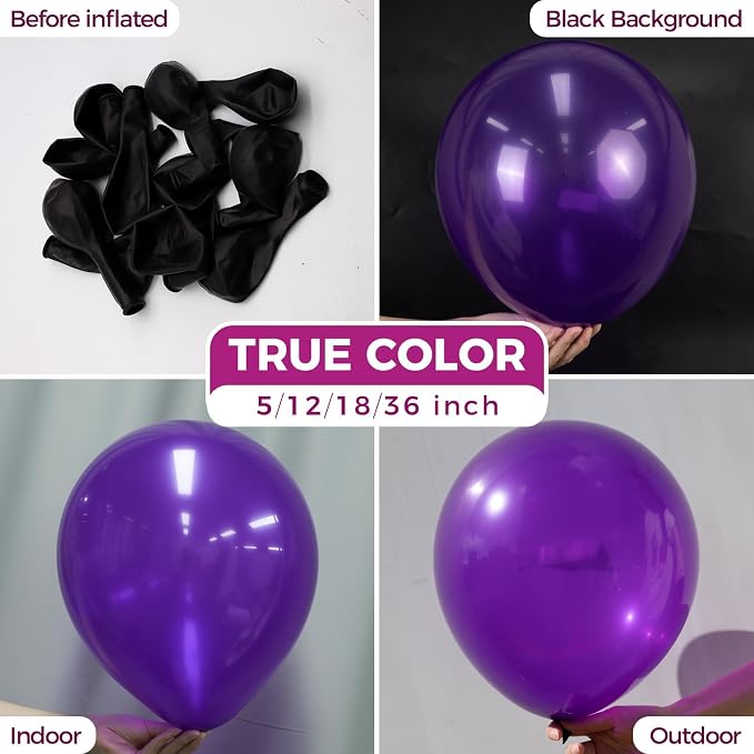 Bezente Dark Purple Giant Latex Round Balloons 36 Inch 8 Pack | Purple Large - Image 2