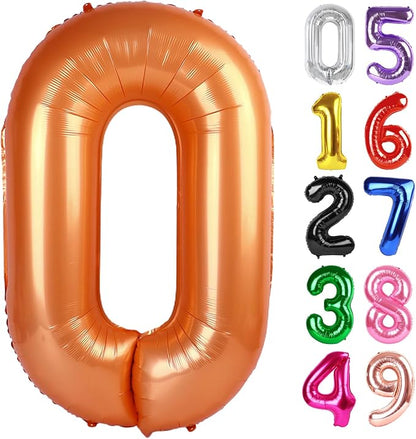 Orange Number 0 Balloon 40 Inch, 0th Birthday Party Decorations Men Women | by IWERP