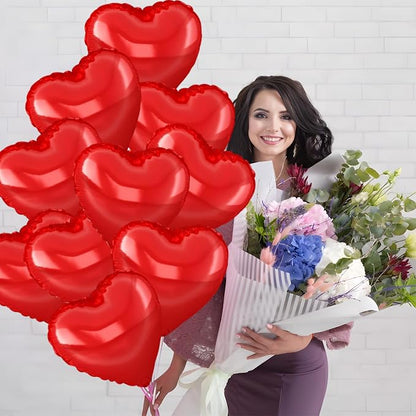 Red Heart Ballloons, 18 Inch Bright R Foil Love Heart Shaped Balloons 12Pcs Red - Image 7