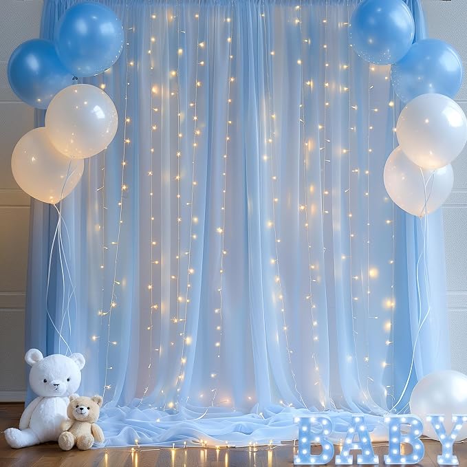 20x10ft Baby Blue Tulle Backdrop Curtain - Image 7