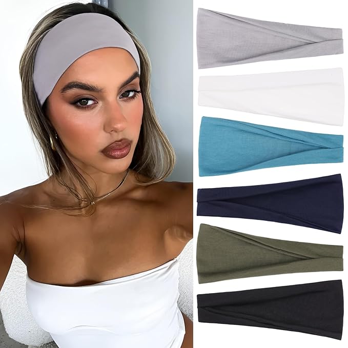Wide Headbands for Women Non Slip Elastic Womens Hair Bands Yoga Sports Workout Head Bands for Women's Super Soft Headband Hair Accessories