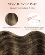 GOO GOO Invisi Edge Tape in Hair Extensions Human Hair, 4/27/4 Balayage Chocolate Brown to Caramel Blonde 20pcs 16inch 50g, Virgin Remy Hair, Seamless Injected Tape, Natural Look