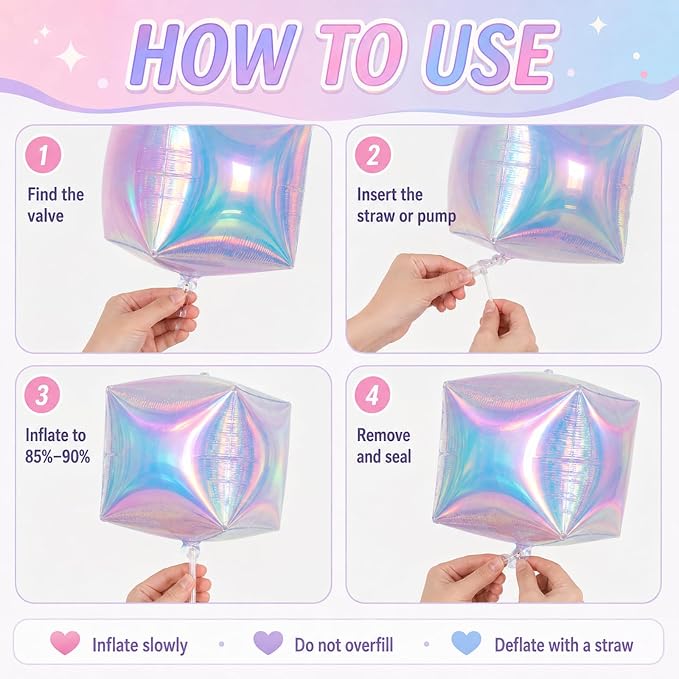 Iridescent Cube Balloons, Baby Shower, Anniversary and Mermaid Party Decorations - Image 4