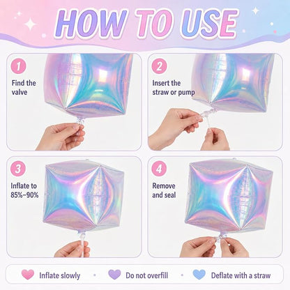 Iridescent Cube Balloons, Baby Shower, Anniversary and Mermaid Party Decorations - Image 4