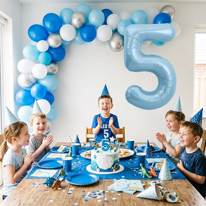 TONIFUL 40 Inch Pastel Blue Number 5 Foil Balloon Large Mylar Foil Digit 5 - Image 4