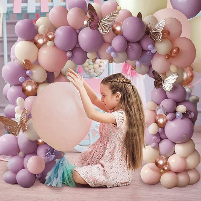Pink and Purple Balloon Arch Kit, Sand White, Rose Gold - Image 6