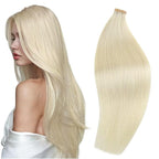 DOORES Tape in Extensions Real Human Hair, Platinum Blonde 80g 20 Inch 20pcs, Thick Remy Human Hair Extensions Tape in Skin Weft Real Remy Natural Straight Thick Ends