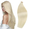 DOORES Hair Extensions Tape in Real Human Hair, Platinum Blonde 80g 18 Inch 20pcs Thick Real Human Remy Tape in Extensions Seamless Straight Thick Ends Remy Natural for Women