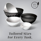 COOK WITH COLOR Mixing Bowls with Lids - 12 Piece Plastic Nesting Bowls Set includes 6 Prep Bowls and 6 Lids, Diamond Design - Microwave Safe, Black and White