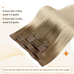 Full Shine Clip in Hair Extensions Real Human Hair Brown Ombre Invisible Hair Extensions Ombre Ash Brown to Platinum Blonde Real Hair Clip ins 20 Inch 8 PCS 120 G