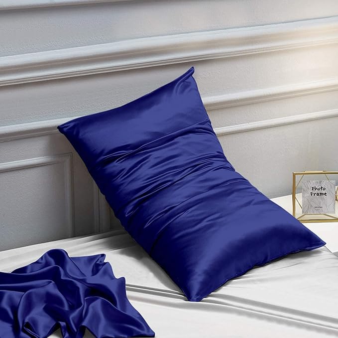 NTBAY Satin Body Pillowcase for Hair and Skin, Luxurious and Silky Pillow case with Envelope Closure, 20x54 Inches, Navy Blue