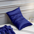 NTBAY 2 Pack Satin Queen Pillowcases for Hair and Skin, Luxurious and Silky Pillow Cases with Envelope Closure, 20x30 Inches, Navy Blue