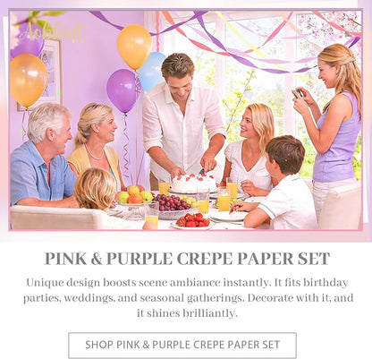 AOBKIAT Purple Hot Pink Yellow Streamers Party Decorations, 5 Rolls | Colorful - Image 8