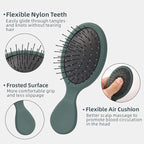 Mini Hair Bursh for Kids Women and Men, Protable Travel Size Hair Brush for Pockets Purse backpack,Mini Detangler Brush for All Hair Types, Small Hair Brush for Detangling(1 Pack-Green)