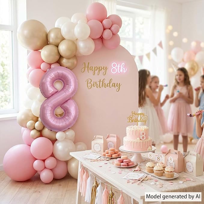 Pearlescent Pink Number 8 Balloon 40 Inch, Shiny Foil - Image 6