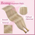 YoungSee I Tip Hair Extensions Human Hair Blonde I Tip Extensions Ash Blonde Highlight Bleach Blond Itip Human Hair Extension 14 Inch 80s 50g I-Tips Extension Remy Human Hair