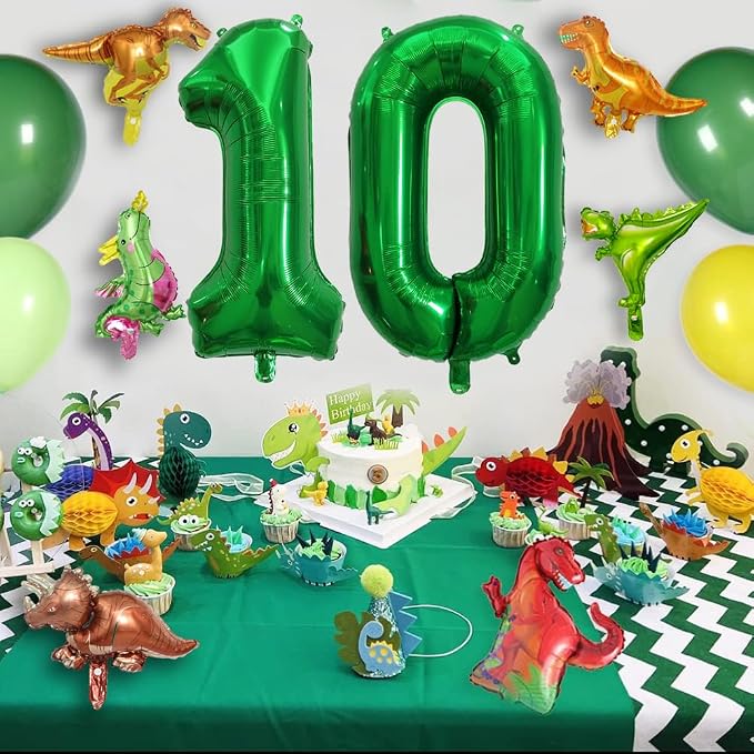 LilyZheng Dinosaur Number 0 Balloon Set – 40 Inch Dark Green Number Balloon - Image 4