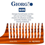 Giorgio G53 Wide Tooth Comb for Curly Hair Detangler, Wide Tooth Combs for Women with Thick Hair, Large Tooth Comb For Wet Hair and Dry, Handmade Rake Comb Detangler Saw-Cut and Hand Polished (8")