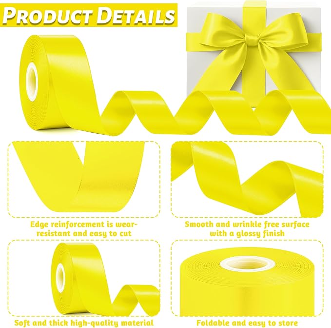 1 1/2In 30Yards Lemon Yellow Ribbon - Image 3