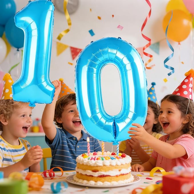 40 Inch Number 10 Balloons for 10th Birthday Party Decorations, 0-100 Jewelry - Image 2
