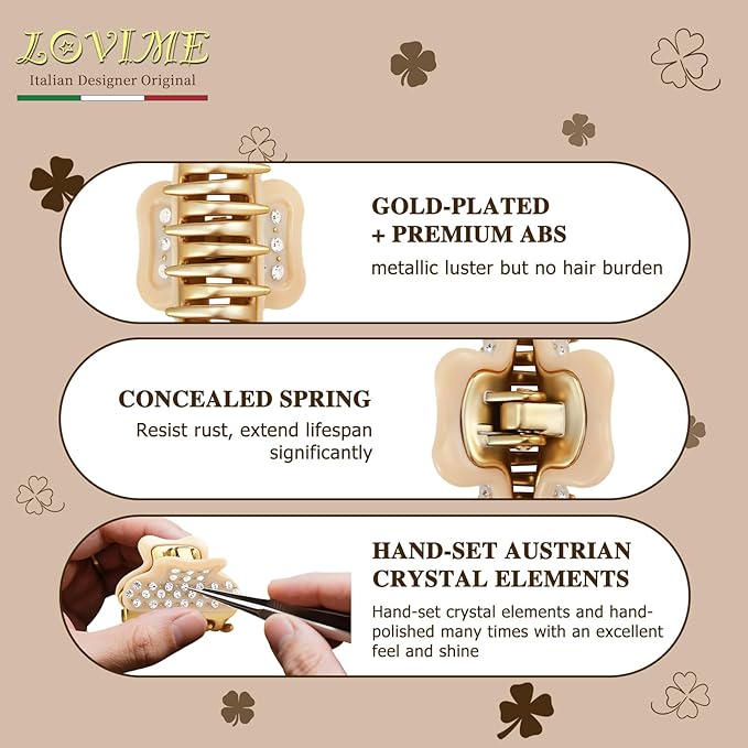 2026 Premium Durable Hair Claw Clip for Women, Original Italian Designed Strong Grip Hair Clips for Normal Fine Thin Hair, No Slip Jaw Clips with Gift Box for Christmas Birthday Girls, 1.7 Inch Beige