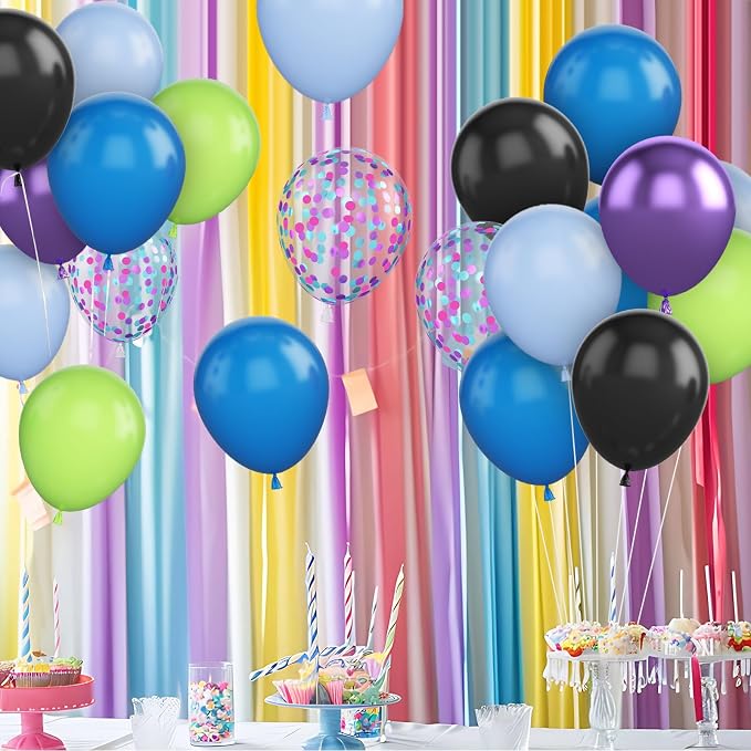 Green Purple and Blue Balloons, 12 Inch Purple Green and Black Balloons Purple - Image 5