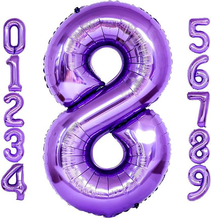 Purple Number 8 Balloons, 40 Inch Giant Number Balloons Foil Mylar Helium by Lovoir