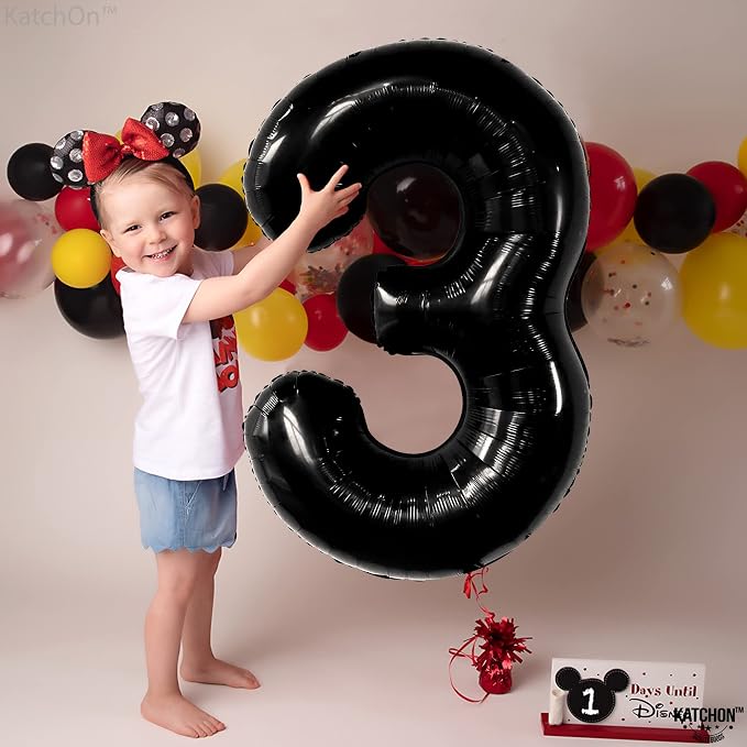 KatchOn Black Number 3 Balloon 40 Inch, 3rd Birthday Decorations - Image 6