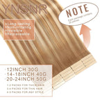 Middle Brown to Dark Blonde Tape in Hair Extensions Human Hair,14 Inch Human Hair Tape in Extensions 20Pcs Tape Ins Human Hair Extensions for Women Seamless Tape in Hair Extensions Real Human Hair