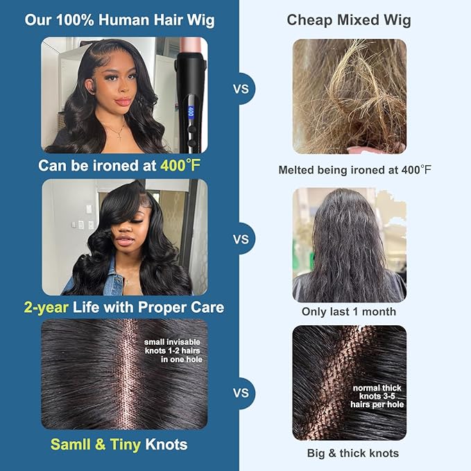 HOT STAR 13x6 Body Wave Lace Front Wigs,100% Real Human Hair [2-year life], HD Human Hair Lace Front Wigs for Black Women Glueless Wig Human Hair Pre Plucked with Baby Hair 26 Inch 200% Density