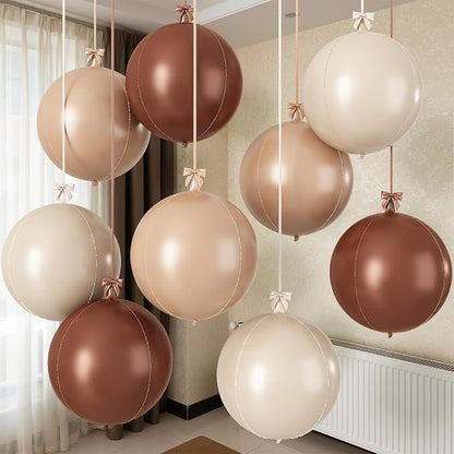 Brown Sand White Round Foil Balloons by Togvu