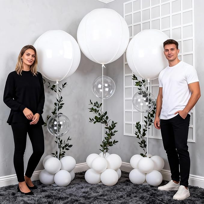 50 Inch Giant White Round Foil Balloons - Image 6