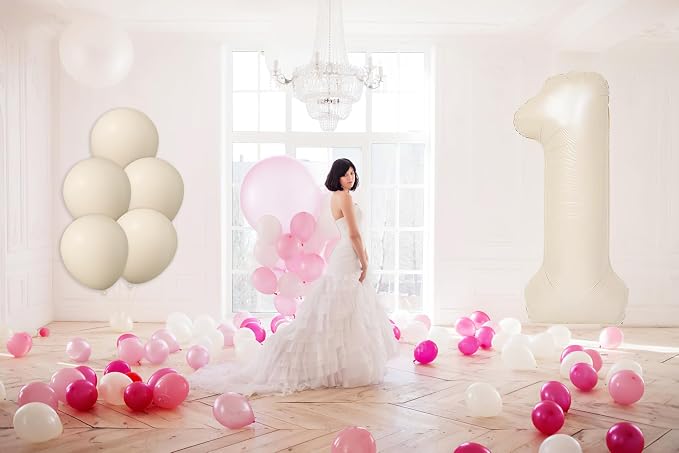 40 Inch Beige Large Number 1 Foil Balloon Set | - Image 5