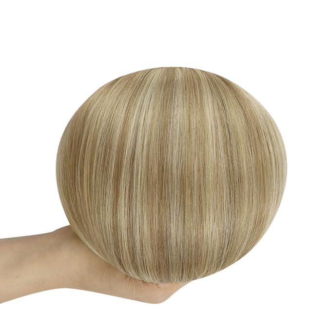 Full Shine Clip in Hair Extensions 22 inch 160g 8Pcs Seamless Human Hair Clip in Extensions Golden Blonde Mix Light Blonde Remy Hair Clip ins PU Skin Weft