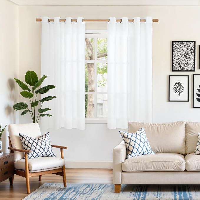 YoungsTex Short White Linen Curtains - Image 2