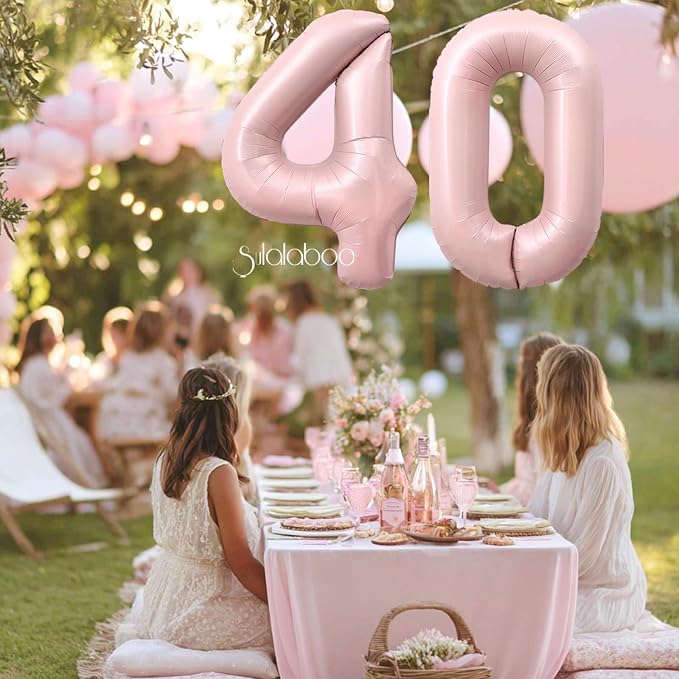 40 Inch Light Pink Number 40 Balloon 0-9 40th Foil Big Giant | Digital - Image 4