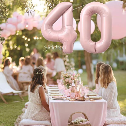 40 Inch Light Pink Number 40 Balloon 0-9 40th Foil Big Giant | Digital - Image 4
