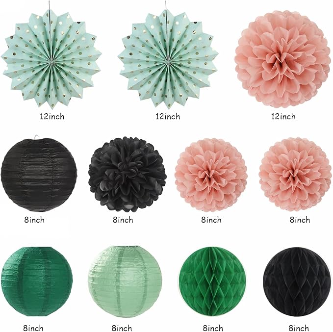 Sage-Green Blush-Pink Black Birthday Party-decorations - Image 3