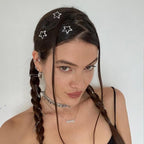 Star Hair Clips 2000s Y2K Black Silver Star Hair Accessories Snap Hair Barrettes Non Slip Metal Hair Clips for Girls Women -30 PCS 1.18"
