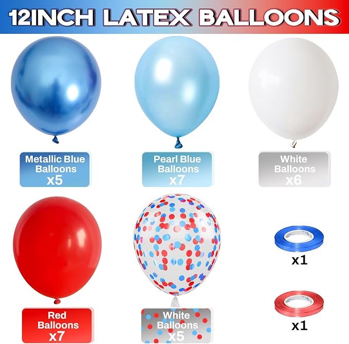 Red White Blue Balloons, Memorial Day Patriotic 250th Anniversary USA Blue Red - Image 2