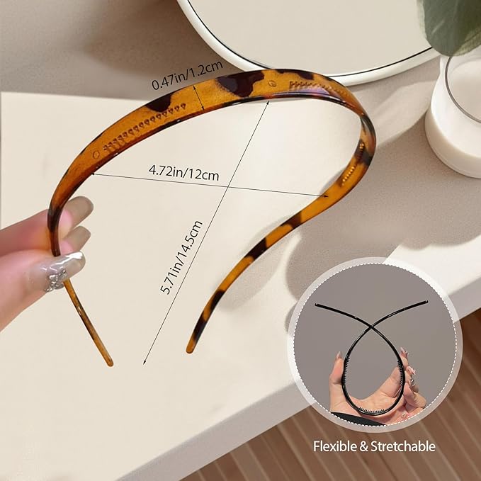 6 Pack No Pressure Headbands for Glasses Wearers - Flexible Non-Slip Hairbands, Matte Plastic with Teeth, for Women & Girls, Comfortable No Pressure, Ideal for Daily Use, Makeup & More