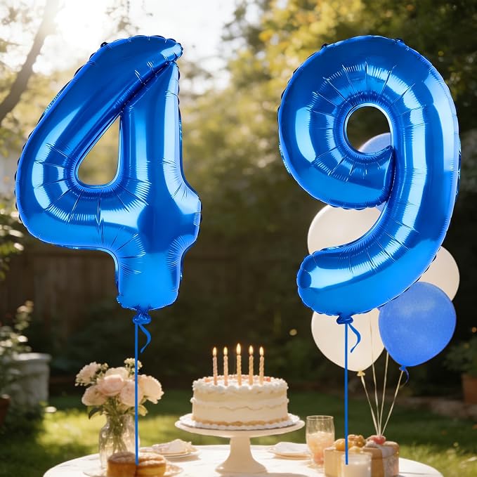 40 Inch Number 49 Balloons for 49th Birthday Party Decorations, 0-100 Dark Blue - Image 3