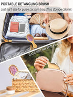 Mini Hair Brush, Sofmild Bamboo Detangling Travel Hair Brush for Women Girls Kids Wet Dry Curly All Hair Types, Mini Small Detangler Brush for Purse, Car, Travel Bag Essentials