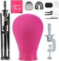 Neverland Beauty & Health 23 Inch Wig Head, Wig Stand Tripod with Head, Wig Head Stand with Mannequin Head for Wigs, Wig Stand with Head, Adjustable Tripod Manikin Head Set for Cosmetology(Rose Red)
